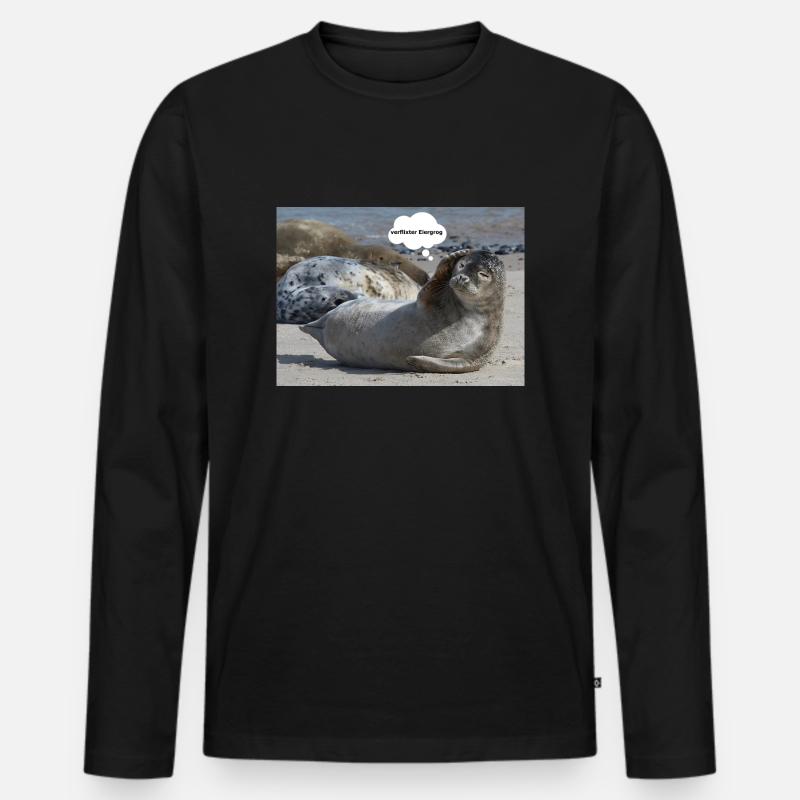 Robbe - Männer Premium Bio Langarmshirt - Schwarz