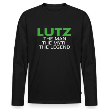 Lutz l’homme, le mythe, la légende - T-shirt manches longues Premium bio Homme - noir - Devant - Nico (187cm)