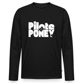 Pony-Pilot - Männer Premium Bio Langarmshirt - Schwarz - Vorne - Nico (187cm)