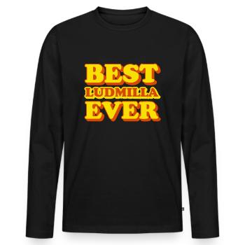 Ludmilla Vorname Lustiges Geschenk - Männer Premium Bio Langarmshirt - Schwarz - Vorne - Nico (187cm)