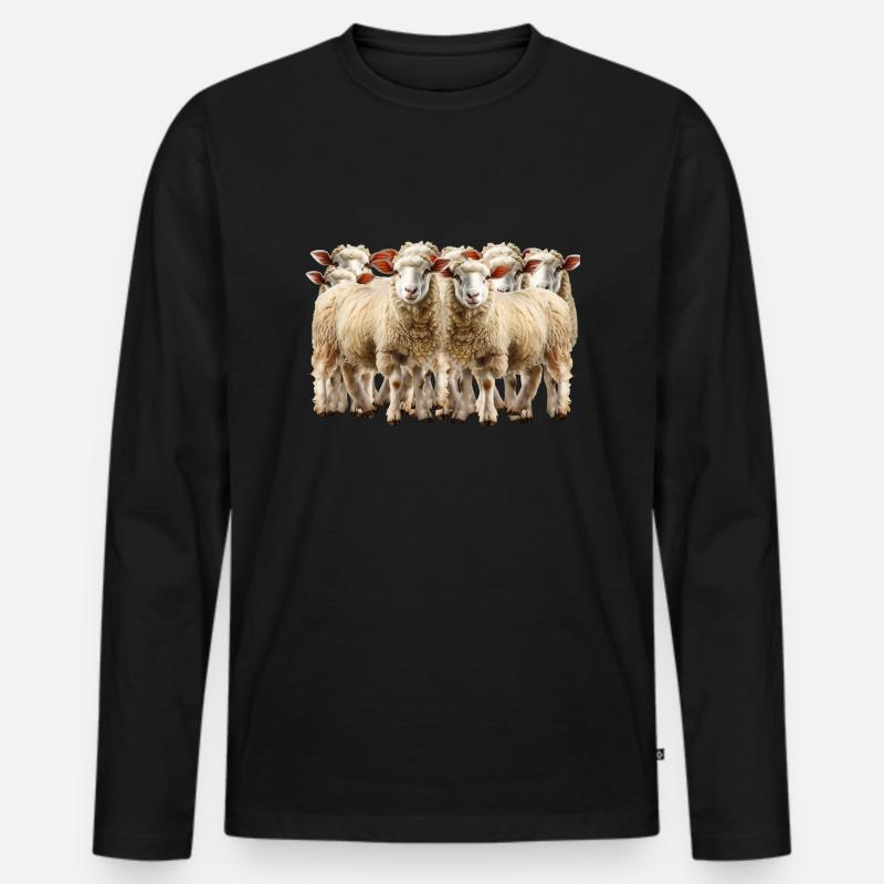Schafherde in der Landschaftspflege - Männer Premium Bio Langarmshirt - Schwarz