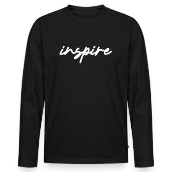 Inspire | Motivation, Success, Mindset, Team - Men's Premium Organic Long Sleeve Shirt - black - Front - Nico (187cm)