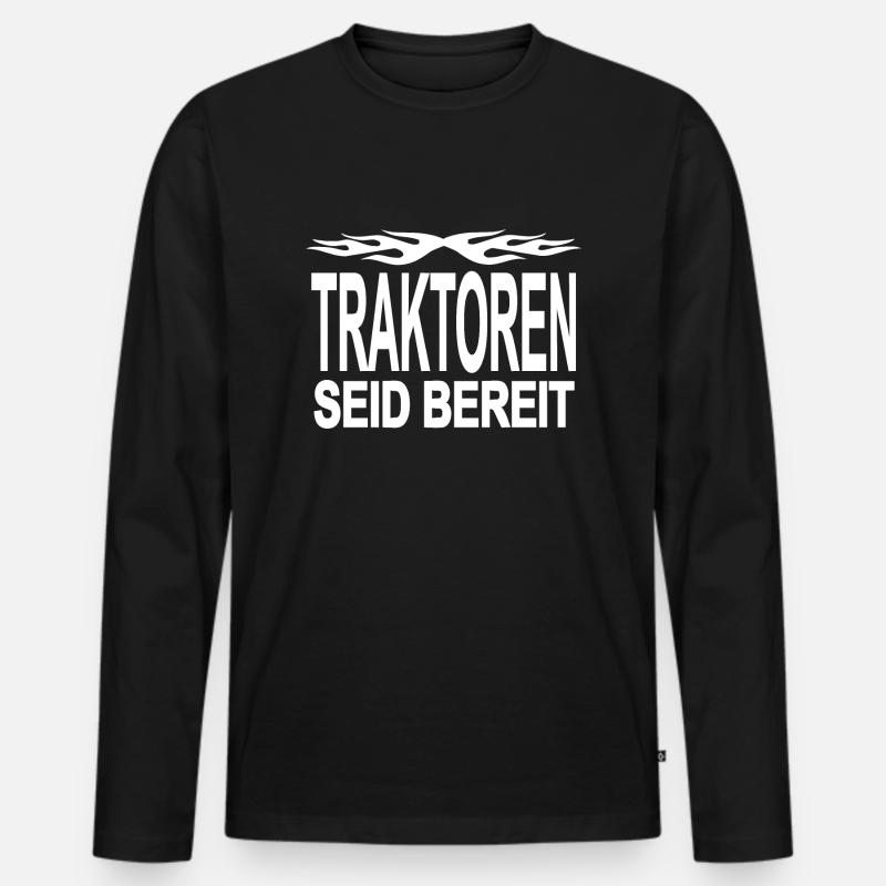Traktor - Männer Premium Bio Langarmshirt - Schwarz