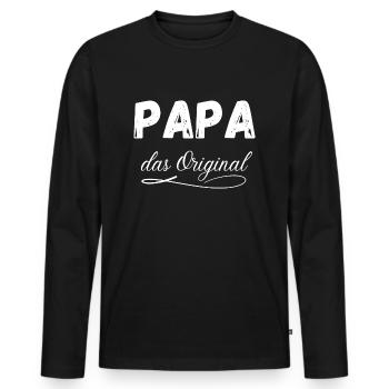 Papa das Original - Männer Premium Bio Langarmshirt - Schwarz - Vorne - Nico (187cm)