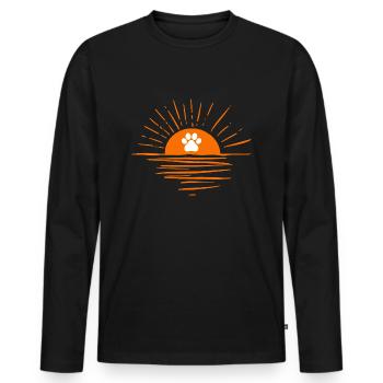 Coucher de soleil avec patte de chien - T-shirt manches longues Premium bio Homme - noir - Devant - Nico (187cm)