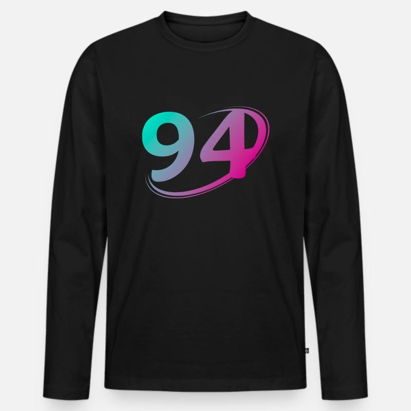 Nummer 94 mehrfarbig - Männer Premium Bio Langarmshirt - Schwarz