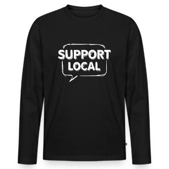 SUPPORT LOCAL BRIGHT - Men's Premium Organic Long Sleeve Shirt - black - Front - Nico (187cm)
