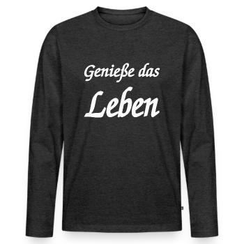 Leben - Männer Premium Bio Langarmshirt - Anthrazit meliert - Vorne - Nico (187cm)