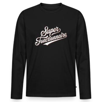 Super fonctionnaire - T-shirt manches longues Premium bio Homme - noir - Devant - Nico (187cm)