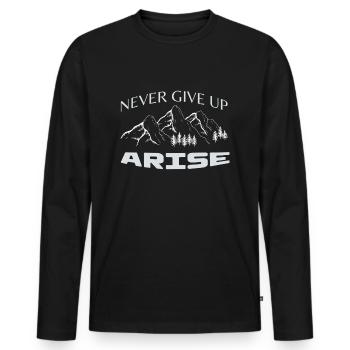 Never give Up - Männer Premium Bio Langarmshirt - Schwarz - Vorne - Nico (187cm)