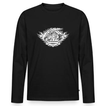 Tractor Pulling Logo - Men's Premium Organic Long Sleeve Shirt - black - Front - Nico (187cm)