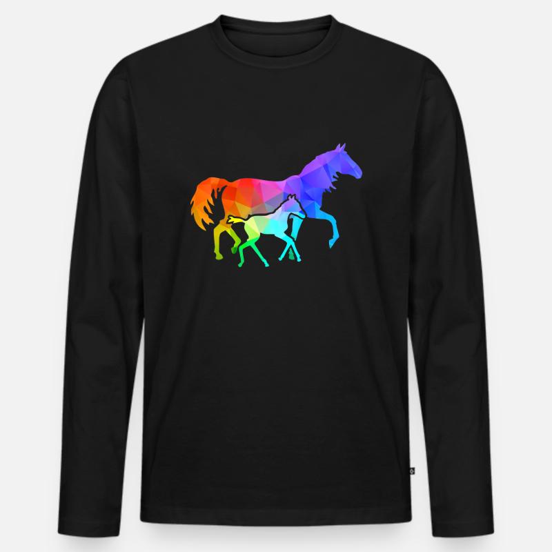 Fattrice con puledro - Maglia a manica lunga ecologica premium da uomo - nero