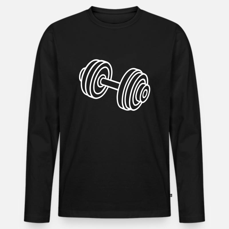 Hantel Gewichte Symbol - Männer Premium Bio Langarmshirt - Schwarz