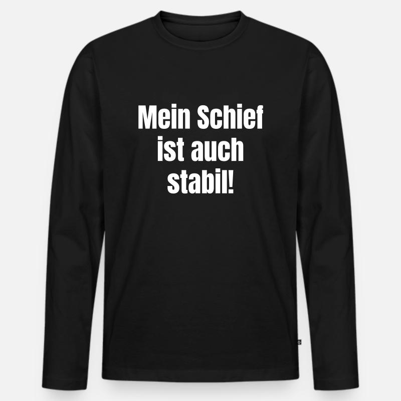 Mein Schief ist auch stabil! - Männer Premium Bio Langarmshirt - Schwarz