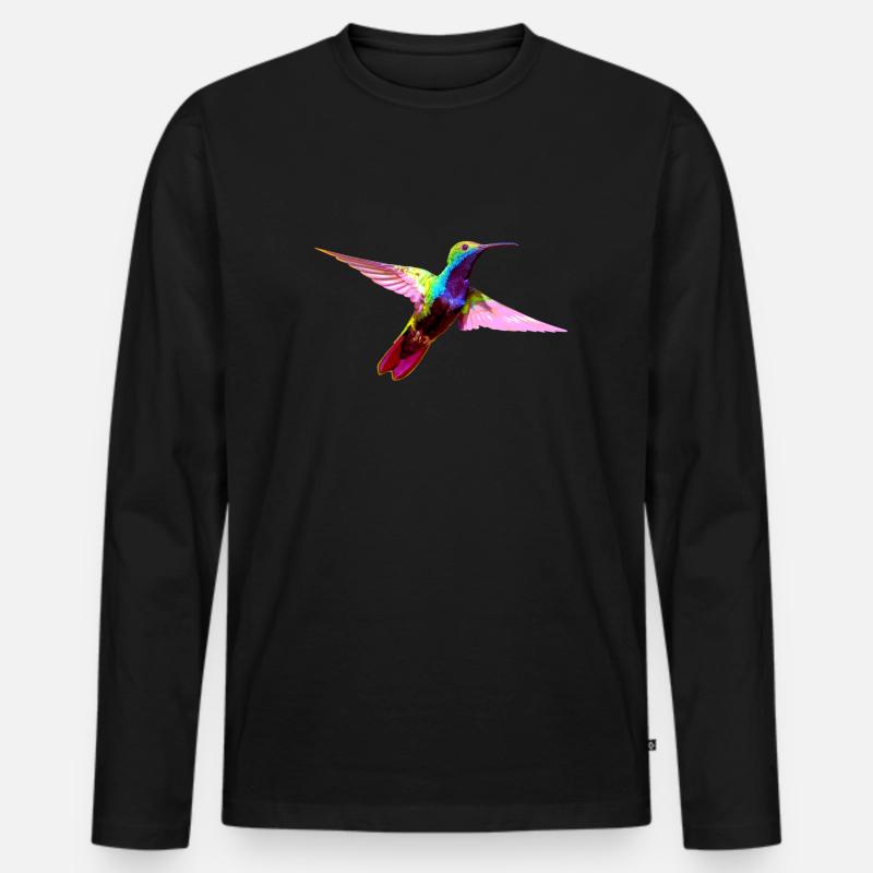 Bunter Kolibri - Männer Premium Bio Langarmshirt - Schwarz
