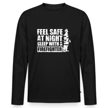 Safe With Firefighter - Männer Premium Bio Langarmshirt - Schwarz - Vorne - Nico (187cm)