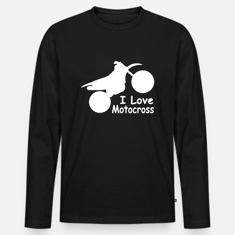 Ich Liebe Motocross - Männer Premium Bio Langarmshirt - Schwarz