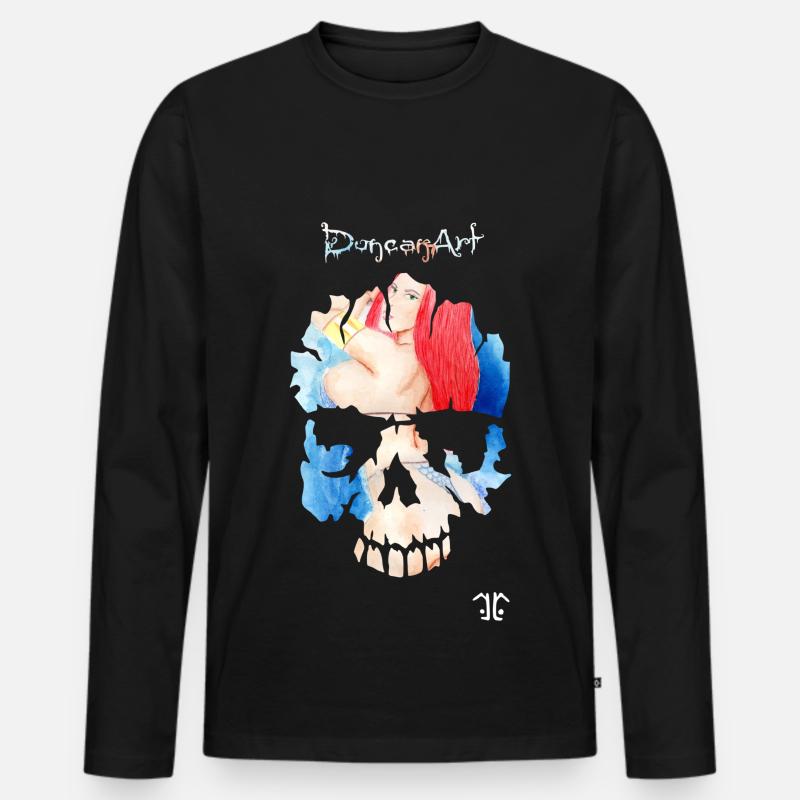 Skull-Logo reds - Männer Premium Bio Langarmshirt - Schwarz