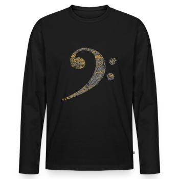 Bassschlüssel, Bass Clef distressed - Männer Premium Bio Langarmshirt - Schwarz - Vorne - Nico (187cm)