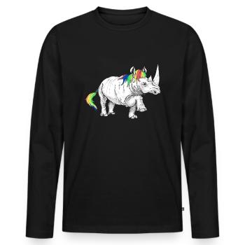 Nashorn Einhorn - Männer Premium Bio Langarmshirt - Schwarz - Vorne - Nico (187cm)
