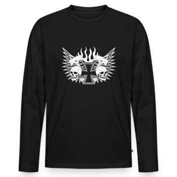 biker banner - Männer Premium Bio Langarmshirt - Schwarz - Vorne - Nico (187cm)