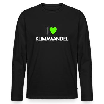 Ich liebe Klimawandel - Männer Premium Bio Langarmshirt - Schwarz - Vorne - Nico (187cm)