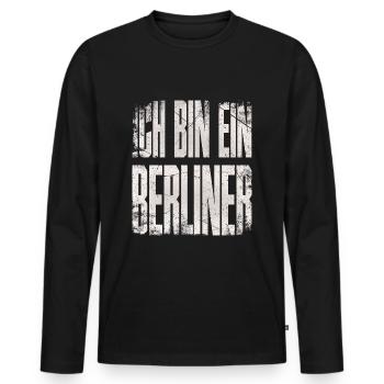 Ich bin ein Berliner - Männer Premium Bio Langarmshirt - Schwarz - Vorne - Nico (187cm)
