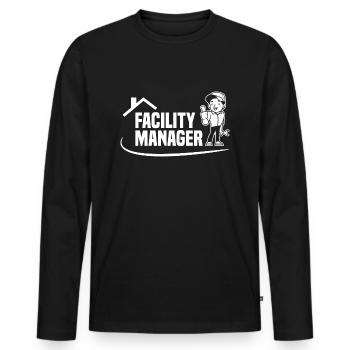 Concierge Concierge Facility Manager - T-shirt manches longues Premium bio Homme - noir - Devant - Nico (187cm)