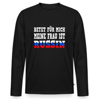 Russin Russische Frau Ehemann Junggesellenabschied - Männer Premium Bio Langarmshirt - Schwarz - Vorne - Nico (187cm)