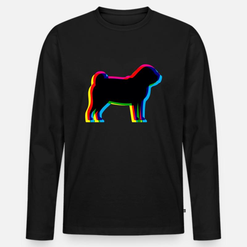 CMYK Mops - Männer Premium Bio Langarmshirt - Schwarz