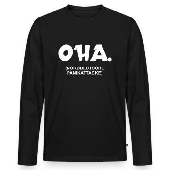 Oha | Norddeutsche Panikattacke | nordisch - Männer Premium Bio Langarmshirt - Schwarz - Vorne - Nico (187cm)