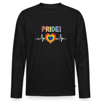 LGBTQ Pride Month Retro pride Regenbogen Herz - Männer Premium Bio Langarmshirt - Schwarz - Vorne - Nico (187cm)