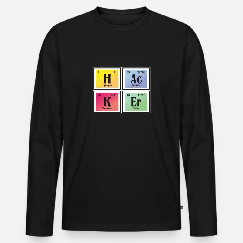 Hacker-| Periodensystem der Elemente - Männer Premium Bio Langarmshirt - Schwarz