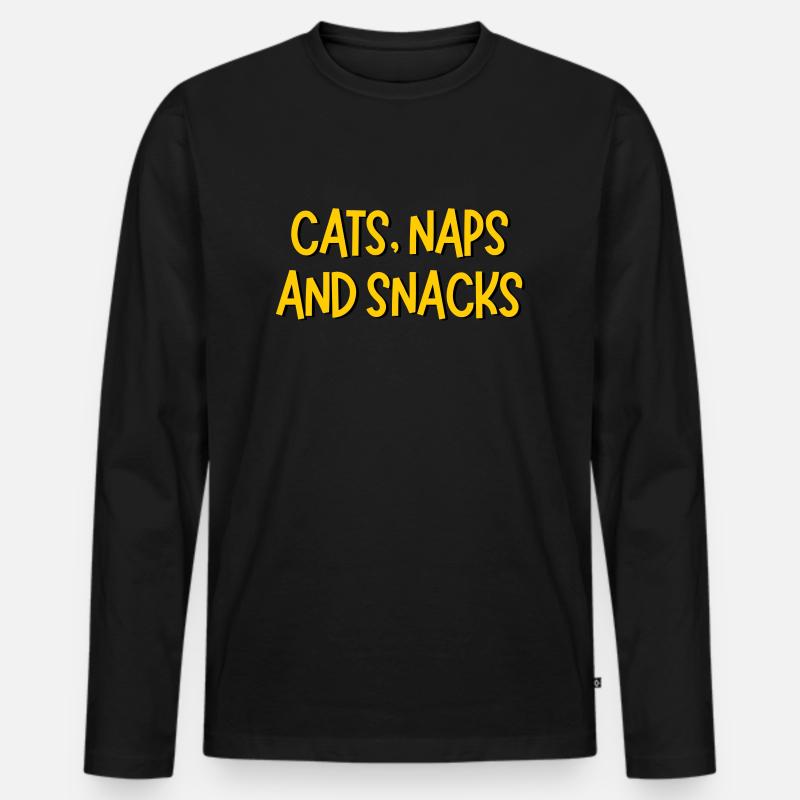 KATZEN NICKERCHEN UND SNACKS - Männer Premium Bio Langarmshirt - Schwarz