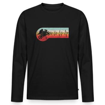 Machine de course de motocycliste à rythme cardiaque moto - T-shirt manches longues Premium bio Homme - noir - Devant - Nico (187cm)