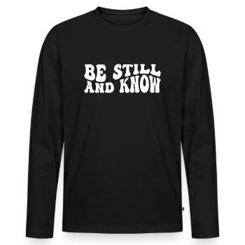 Be still and know - Männer Premium Bio Langarmshirt - Schwarz - Vorne - Nico (187cm)
