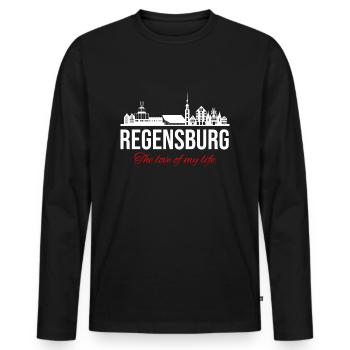 Regensburg My city Bavaria Regensburg - Men's Premium Organic Long Sleeve Shirt - black - Front - Nico (187cm)