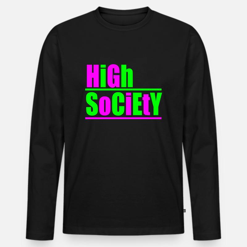 High Society Rave Techno Design - Männer Premium Bio Langarmshirt - Schwarz