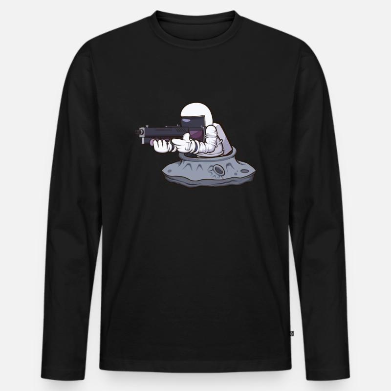 Astronaut mit Waffe - Männer Premium Bio Langarmshirt - Schwarz