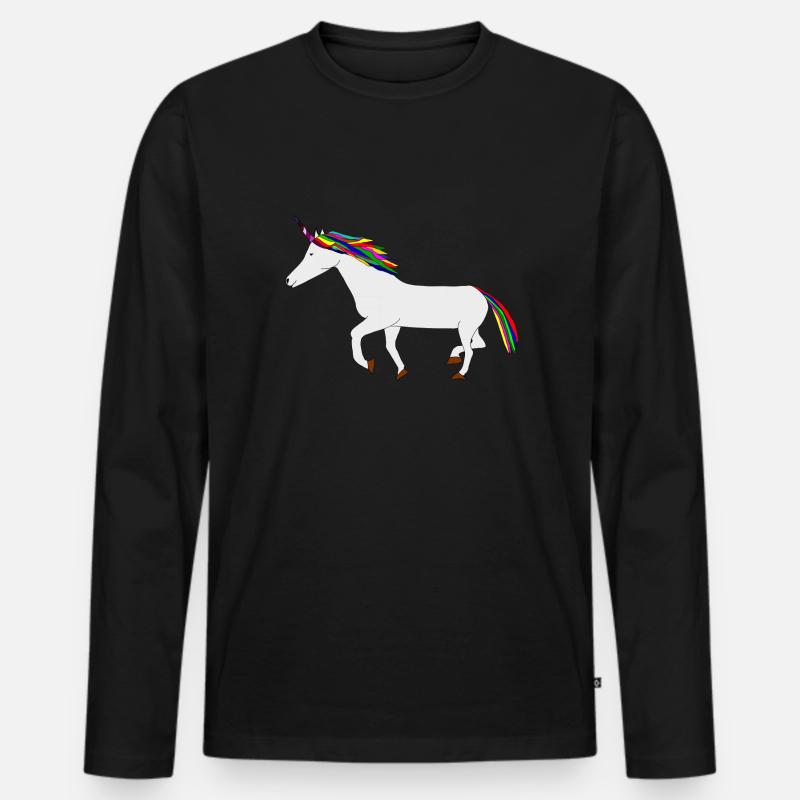 buntes Einhorn - Männer Premium Bio Langarmshirt - Schwarz