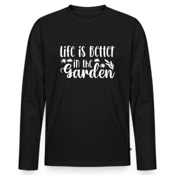 Life is better in the Garden, Gardening Gardener - Men's Premium Organic Long Sleeve Shirt - black - Front - Nico (187cm)