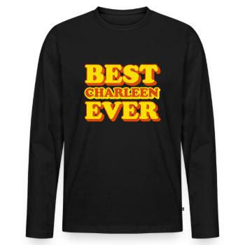 Charleen Prénom Drôle de cadeau - T-shirt manches longues Premium bio Homme - noir - Devant - Nico (187cm)