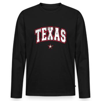 Texas - Men's Premium Organic Long Sleeve Shirt - black - Front - Nico (187cm)
