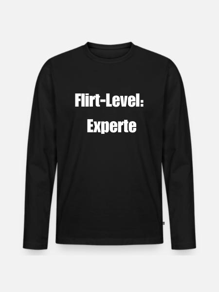 Flirt-Level: Experte - Männer Premium Bio Langarmshirt - Schwarz