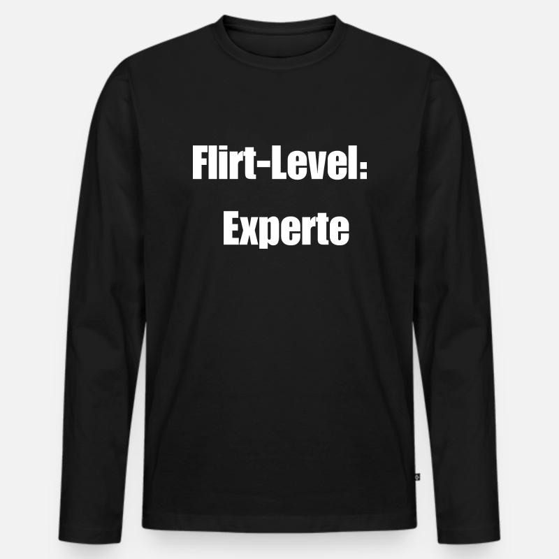 Flirt-Level: Experte - Männer Premium Bio Langarmshirt - Schwarz