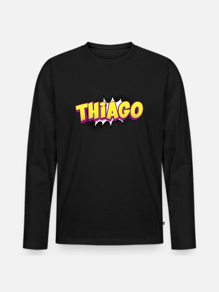 Thiago Custom Name Comic Book Style Pop Art, - Men's Premium Organic Long Sleeve Shirt - black