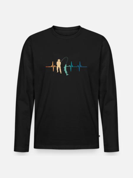 Fisherman's Heartbeat - Men's Premium Organic Long Sleeve Shirt - black