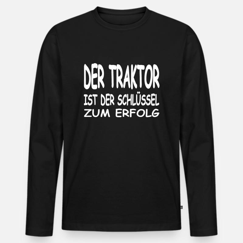 Traktor - Männer Premium Bio Langarmshirt - Schwarz