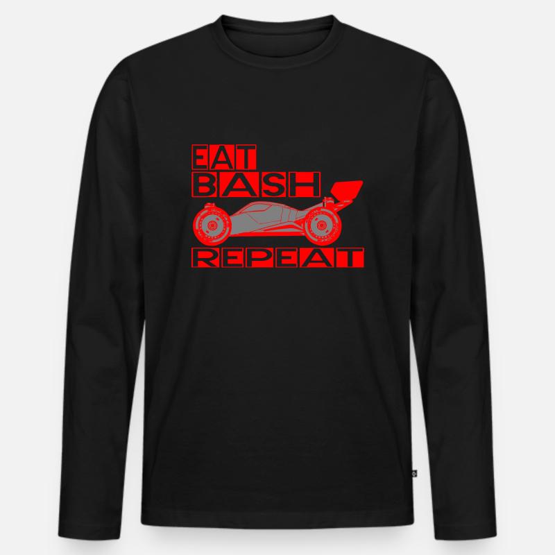 eat sleep bash repeat - Männer Premium Bio Langarmshirt - Schwarz