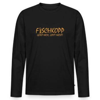 Fischkopp Fisch Fischkopf Küste Angler Fischer - Männer Premium Bio Langarmshirt - Schwarz - Vorne - Nico (187cm)